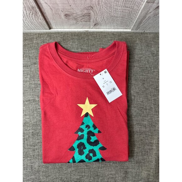 Mighty Fine Red Christmas Tree T-Shirt With Leopard Print Design Womens Size S - Picture 3 of 6